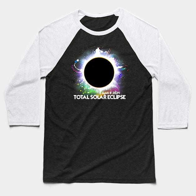 Total Solar Eclipse April 8 2024 Colorful Sun Baseball T-Shirt by klei-nhanss